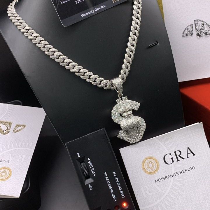 Vvs Moissanite diamond Cartoon Dollar Pendant with