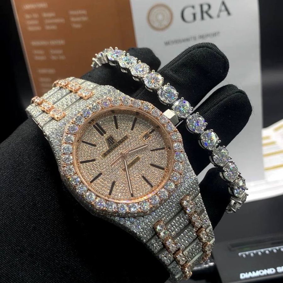 VVS Moissanite AP Watch and Bracelet Combo